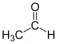 Figuur 2: aceetaldehyde, officieel ethanal / Bron: Benjah bmm27, Wikimedia Commons (Publiek domein)
