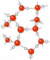 Afbeelding 1: watermoleculen / Bron: Raimund Apfelbach, Wikimedia Commons (Publiek domein)
