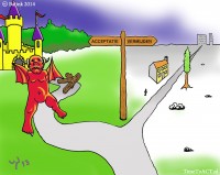 Kies je het pad van vermijding of het pad van acceptatie? / Bron: Roel Batink ACT Illustrated