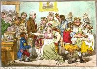 cartoon van James Gillray uit 1802: de Anti-Vaccine Society / Bron: James Gillray, Wikimedia Commons (Publiek domein)