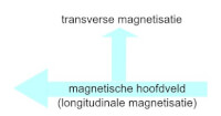 <I>Figuur 3. Transverse magnetisatie staat haaks op het magnetische hoofdveld (longitudinale magnetisatie) en produceert een meetbaar signaal</I>