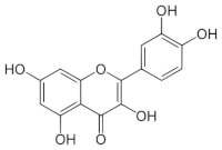 Schematische chemische voorstelling van quercetine / Bron: Yikrazuul, Wikimedia Commons (Publiek domein)