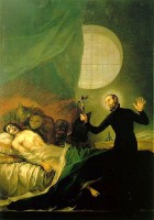 Op het schilderij van Francisco Goya (1747-1828) is te zien hoe Saint Francis Borgia (1510-1572) een exorcisme uitvoert bij een persoon die bezeten is door een incubus, boze geest of duivel.  / Bron: Francisco Goya, Wikimedia Commons (Publiek domein)